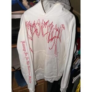 Revenge Heavyweight Bones Puff Print White Hoodie Mens XL Rare